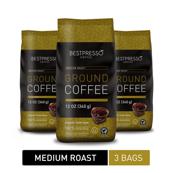 Medium Roast Ground Coffee, 12 Ounce (Pack of 3)
