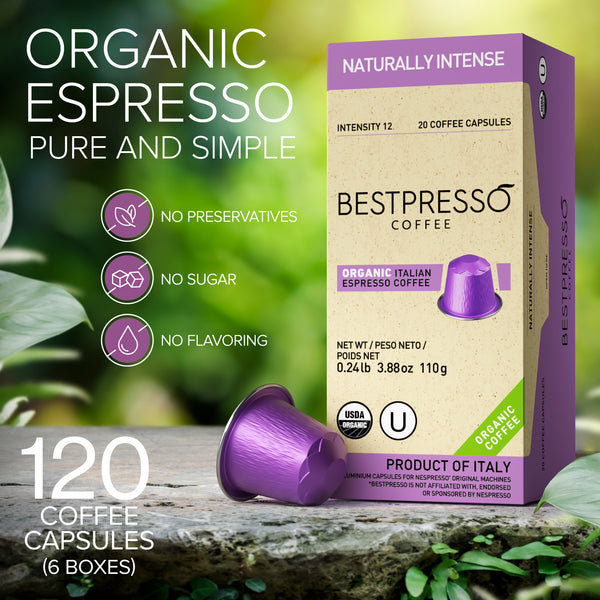 Organic USDA Bestpresso Coffee For Nespresso Original - Naturally Intense 120 Pods